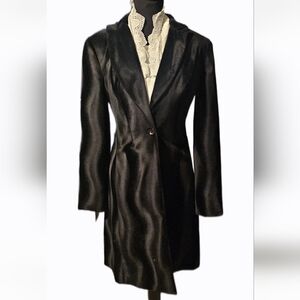 Black Market Velvet Optical Illusion Black Overcoat Size 2 Wednesday Addams Goth